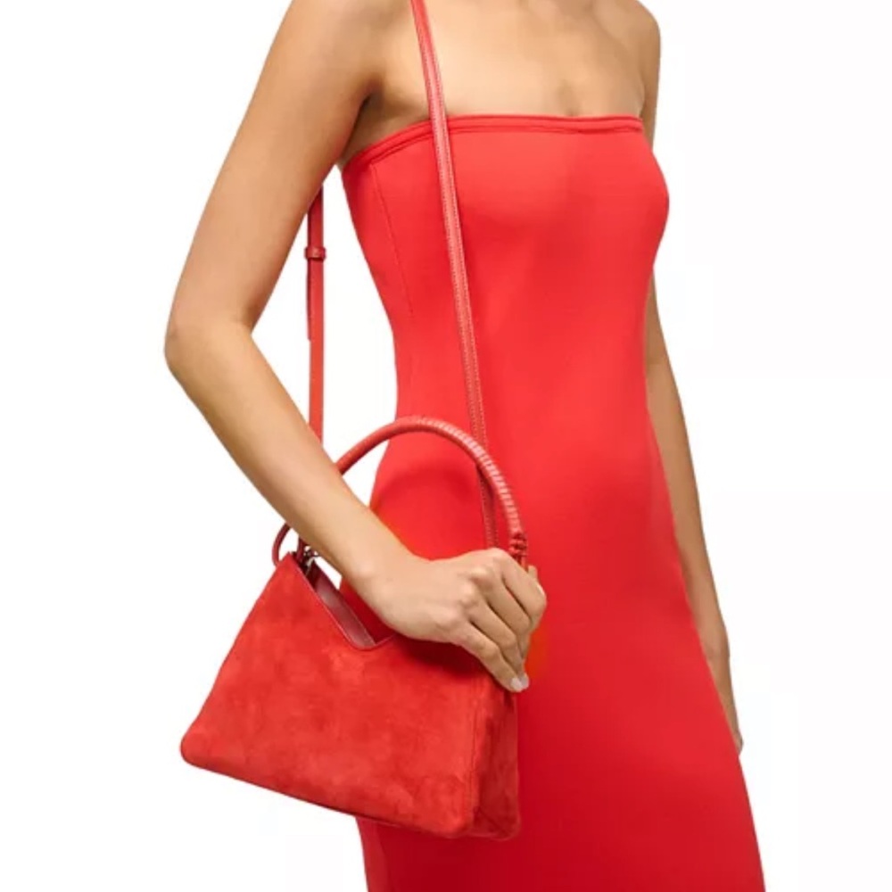 STAUD Canna Strapless Bodycon Red Dress